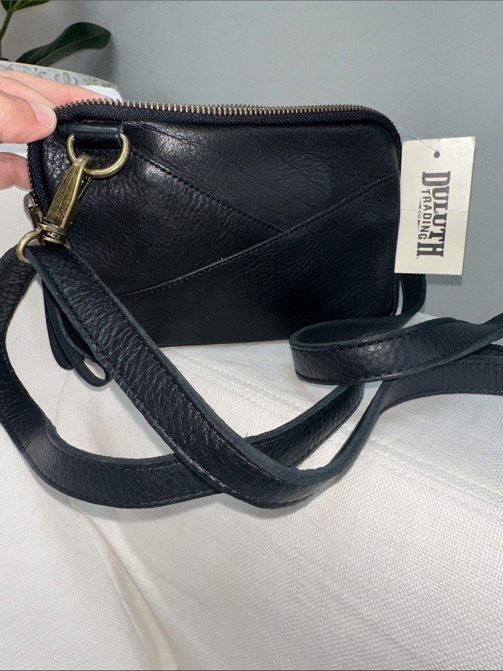 Duluth Trading Co Black Leather Crossbody Bag